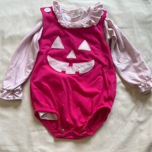 Pink Pumpkin Face Baby Romper